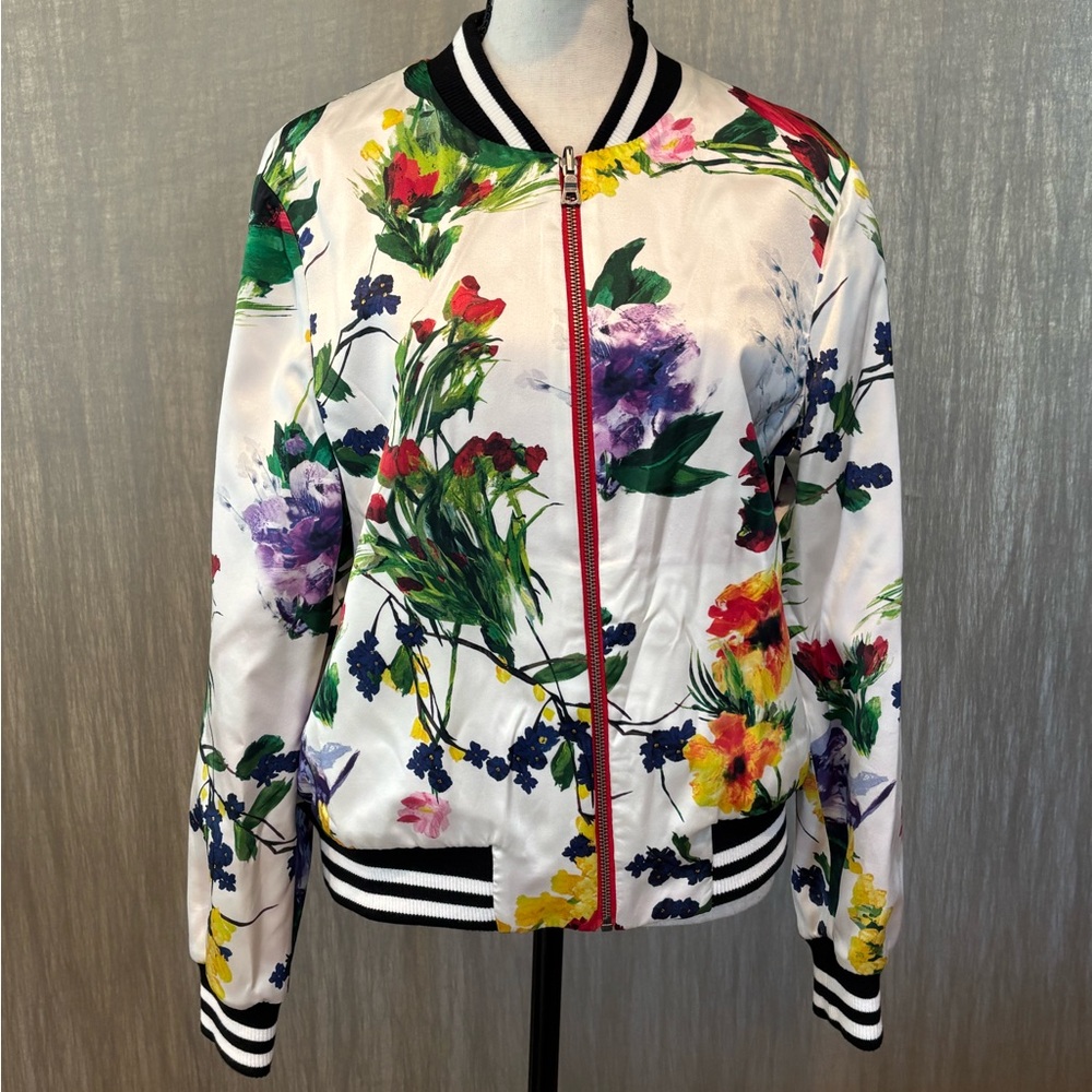 Alice + Olivia Multicolor Floral Bomber Jacket
